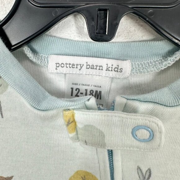 Pottery Barn Kids Size 12-18Month 100% Cotton Baby Blue Forest Footie Pajama - Picture 3 of 8